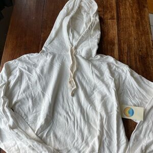 Sunkiss Cropped Hooded Sweatshirt - Washed White